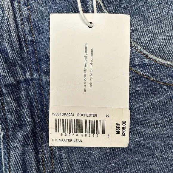 FRAME Skater Wide Leg High Rise Jeans Size 27 Rochester Wash Denim Quiet Luxury - Picture 5 of 9